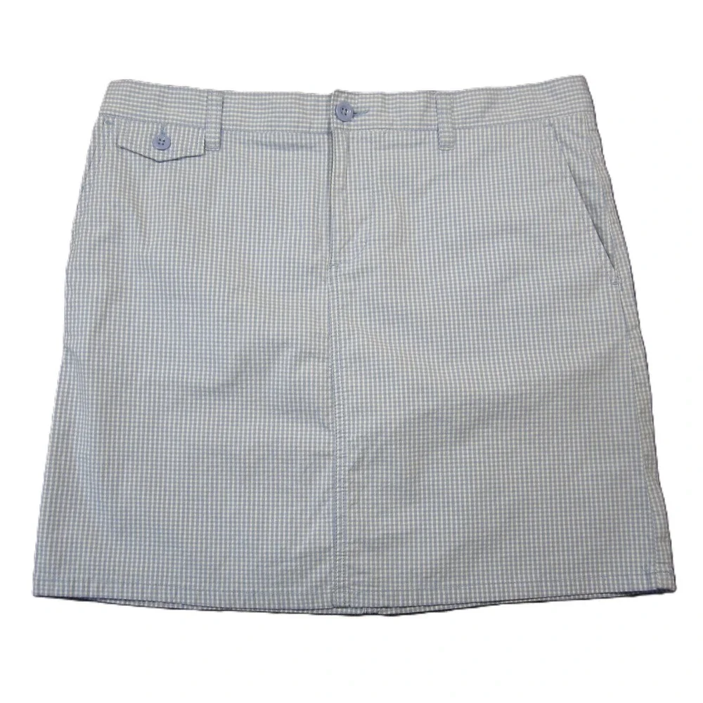 Polo Jeans Co Ralph‎ Lauren Mini Skirt 12 Blue White Gingham Straight Preppy Y2K